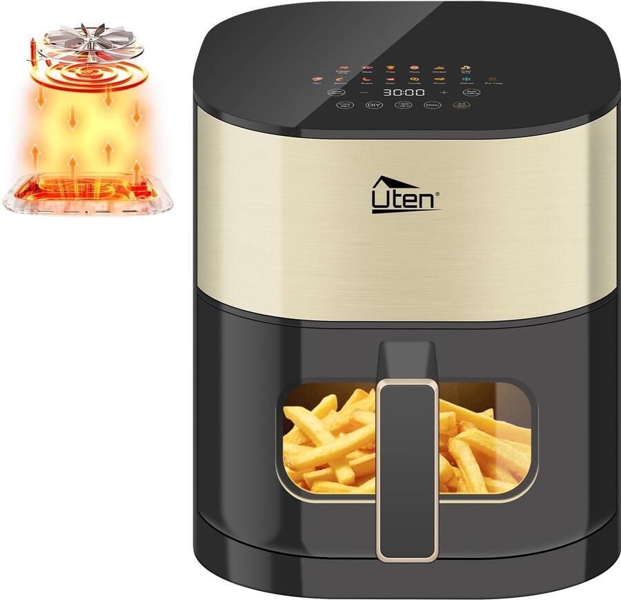 Heteluchtfriteuse Dual Blaze 5 Liter Inhoud 2000 Watt Vermogen Roestvrij Staal Voor Bakken En Gezinsgebruik