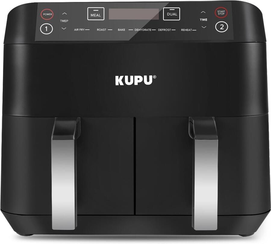 Heteluchtfriteuse Dual Zone 2x4L XL Airfryer 360°luchtcirculatietechnologie 6-in-1 heteluchtfriteuse vaatwasmachinebestendige manden 2460 W olievrij hete luchtfriteuse 40 °C 210 °C