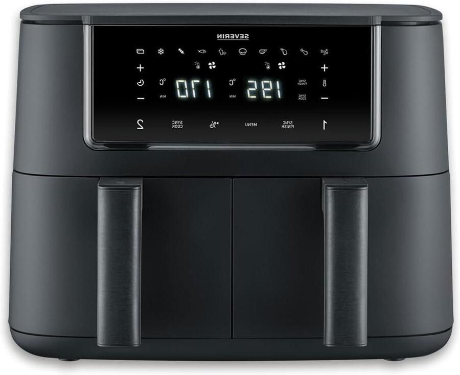 Heteluchtfriteuse Dubbel Airfryer Duo Gezond Koken Dubbele Manden 8 Liter Zwart