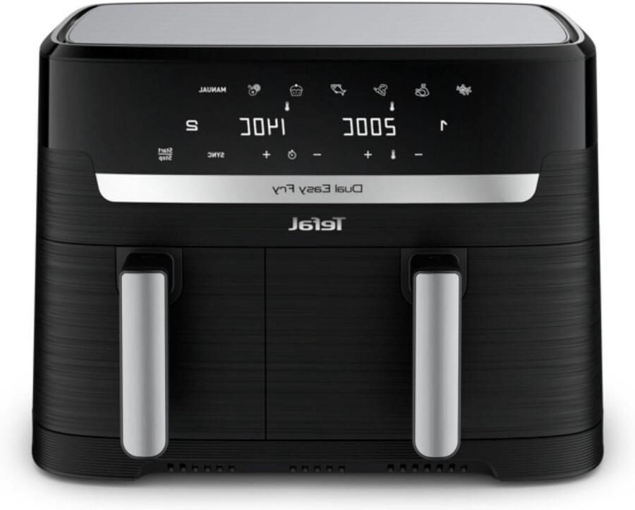 Heteluchtfriteuse Dubbel Airfryer XL Complete Maaltijden Dubbele Lades Instelbaar 83 Liter Zwart