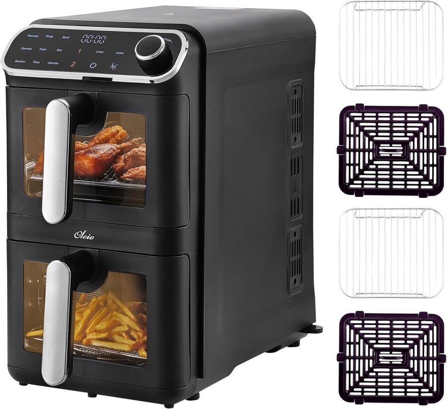 Heteluchtfriteuse Dubbele Kamer Dubbele Airfryer Gezond Koken Dubbele Zone Functie 11 Liter Zwart