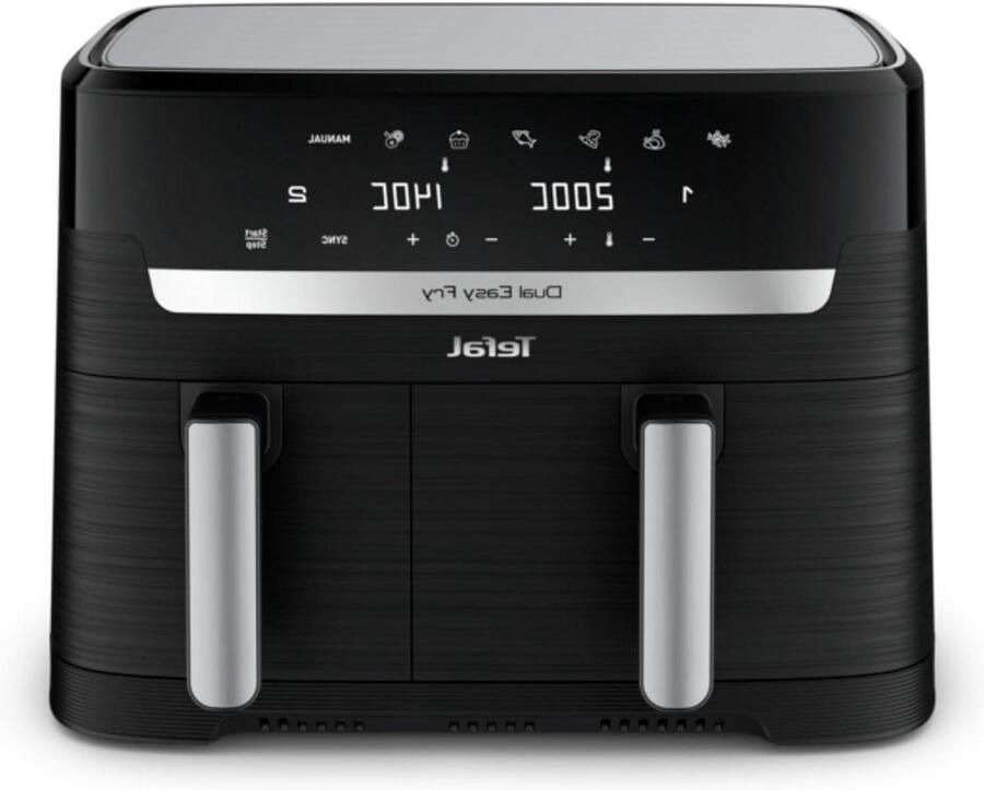 Heteluchtfriteuse Dubbele Lade Airfryer XL Complete Maaltijd Bereiden Twee Zones Gelijk 83 Liter Zwart