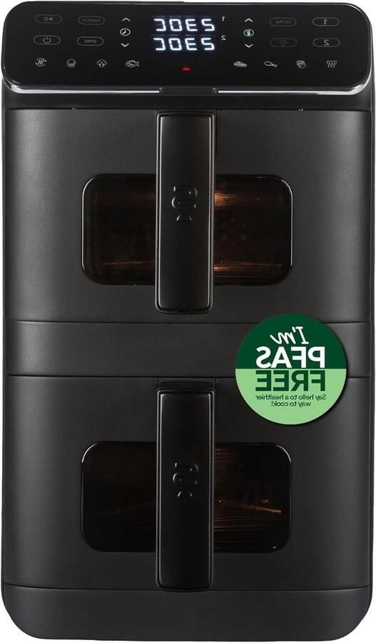 Heteluchtfriteuse Dubbele Lade Snel Koken Verticaal Ruimtebesparend 9 Liter Zwart