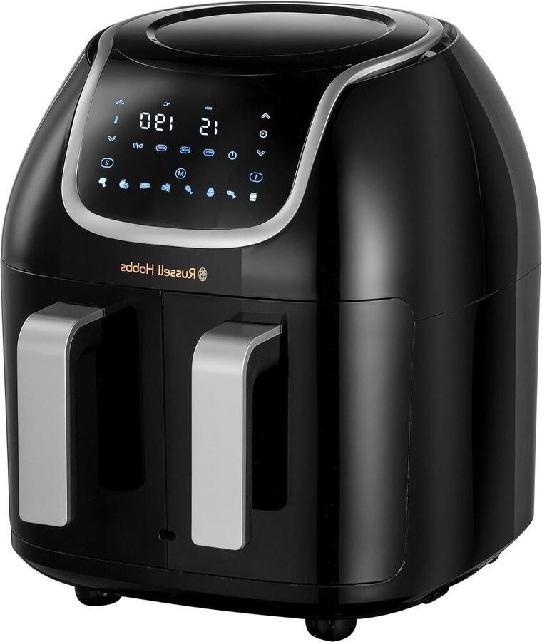 Dubbele Mand Airfryer Heteluchtfriteuse Dubbele Frituurpan Gezond Koken Aanpasbare Manden 8.5 Liter Zwart