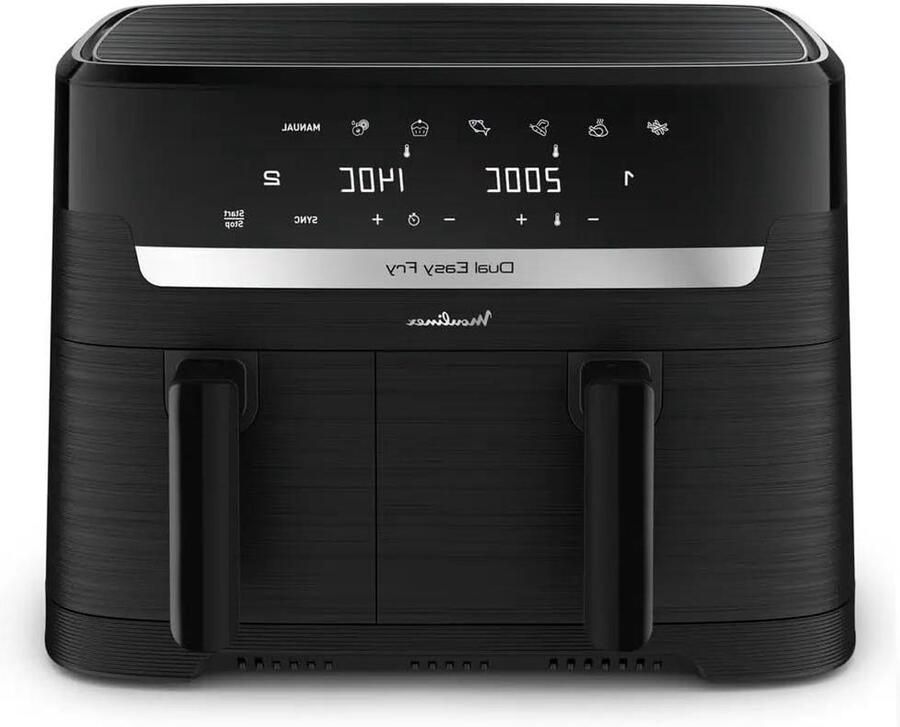 Heteluchtfriteuse Dubbele mand Gezond koken Dubbele zone technologie 83 Liter Zwart