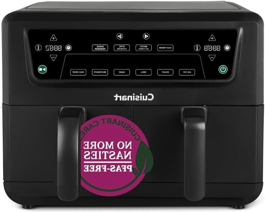 Heteluchtfriteuse Dubbele Zone Airfryer XL Gezond Koken PFAS Vrij 2x 5.2 L Zwart