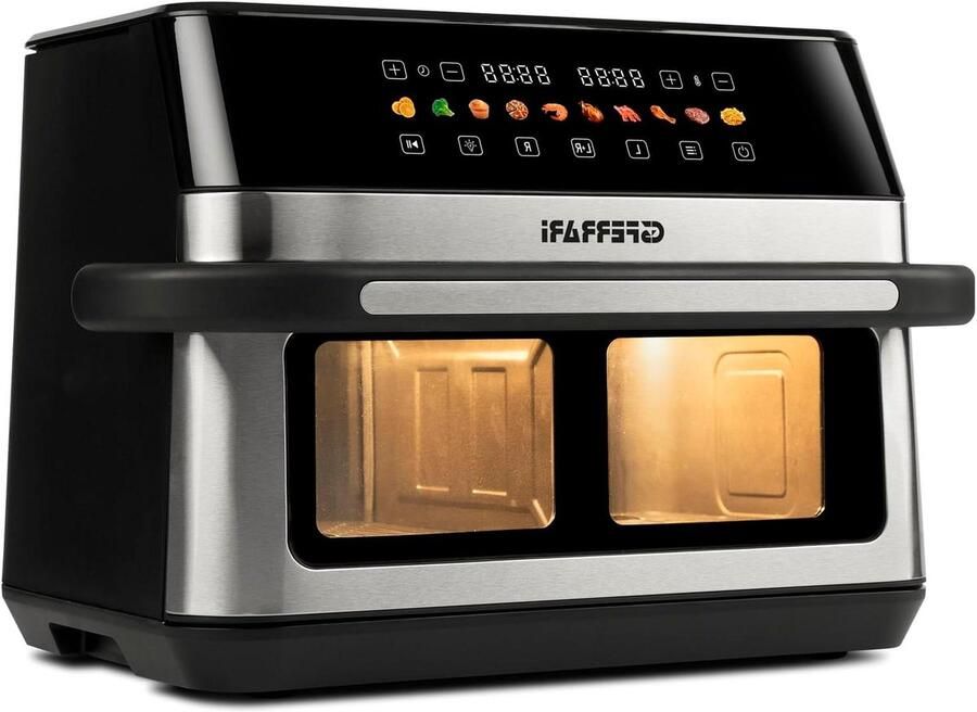 Heteluchtfriteuse Dubbele Zone Airfryer XXL Gezond Koken Twee Zes Liter Zones 12 Liter Zwart
