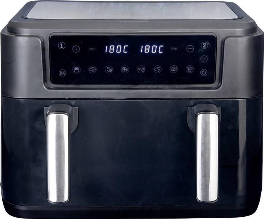Heteluchtfriteuse Enkel Airfryer XL Gezond Frituren 10 Liter Capaciteit 46 x 41 x 37 cm Zwart