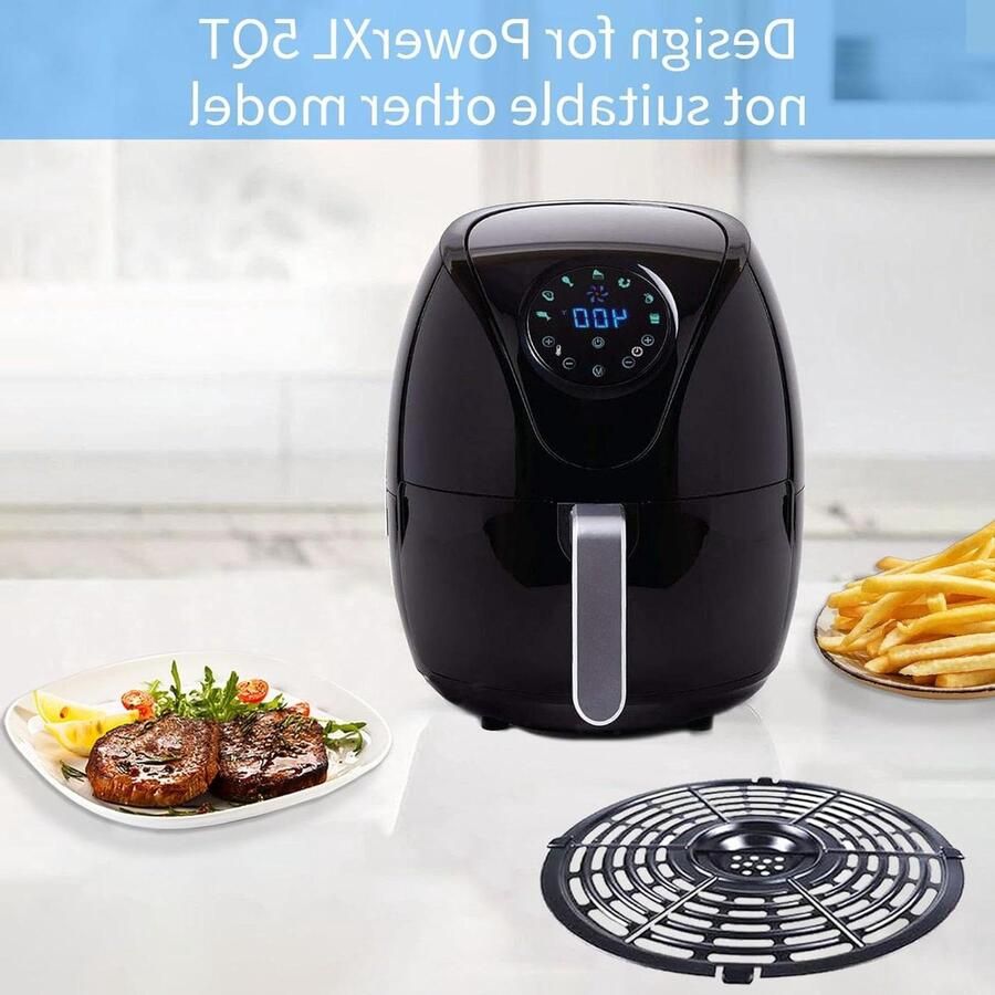 Heteluchtfriteuse Grillpan Vervangingsrooster Crisper Gezond Koken Met Handvat 22 cm Diameter Zwart