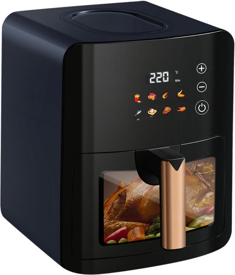 Heteluchtfriteuse Grote Capaciteit 5 Liter Touchscreen 1400 W Vermogen Hittebestendig ABS En Glas Voor Gezond Vetarm Frituren