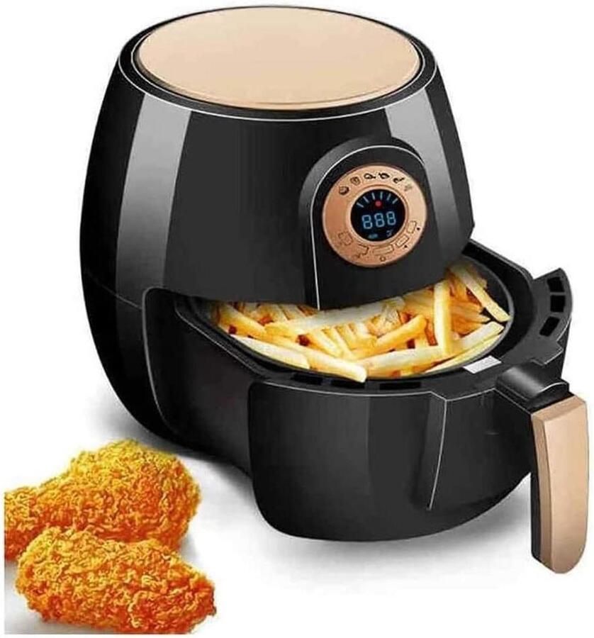 Heteluchtfriteuse Kleine friteuse Gezond koken Minder olie 1400W Zwart