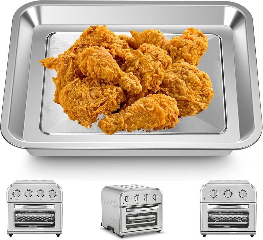Heteluchtfriteuse Mand Airfryer Accessoire Gezond Koken Vaatwasmachinebestendig 10.7x9.8 Inch Zilver