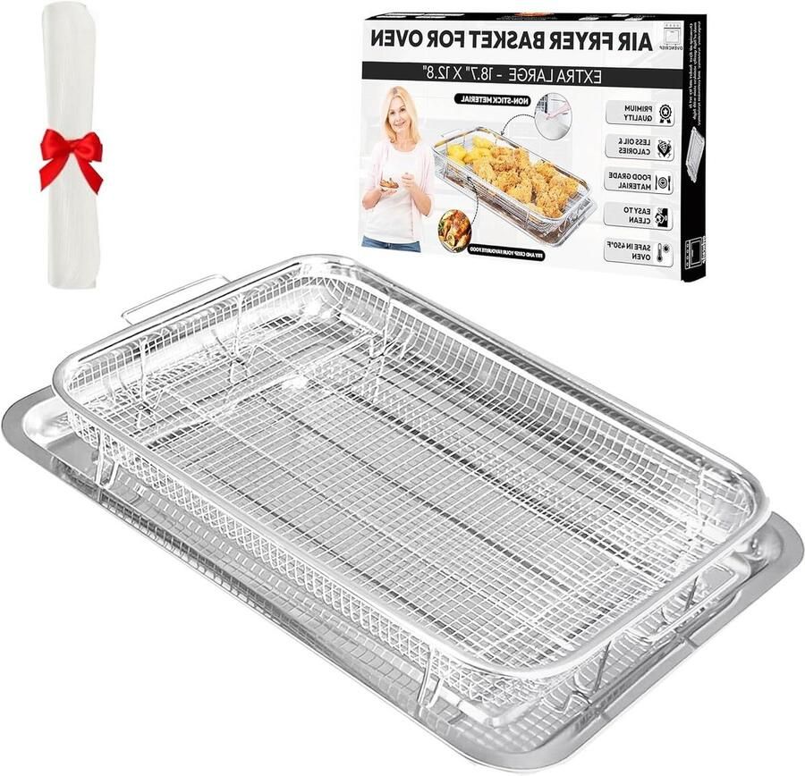 Heteluchtfriteuse mand Oven accessoire Lekker koken Extra groot formaat 478 x 325 cm Zilver