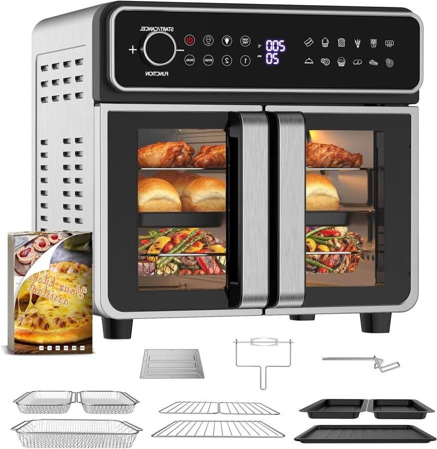 Heteluchtfriteuse Mini oven Veelzijdig koken Dubbele kamer 23 Liter Gemengde kleuren