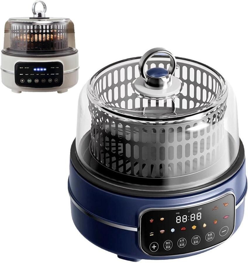 Heteluchtfriteuse Multicooker Gezond Koken 360° Circulerende Verwarming 5 Liter Blauw