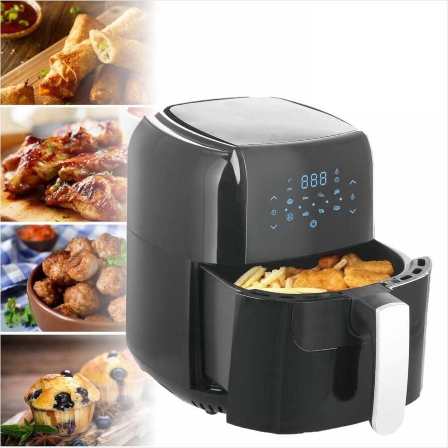 Heteluchtfriteuse Olievrije friteuse Gezond koken Snelle luchtcirculatie 55 liter Zwart