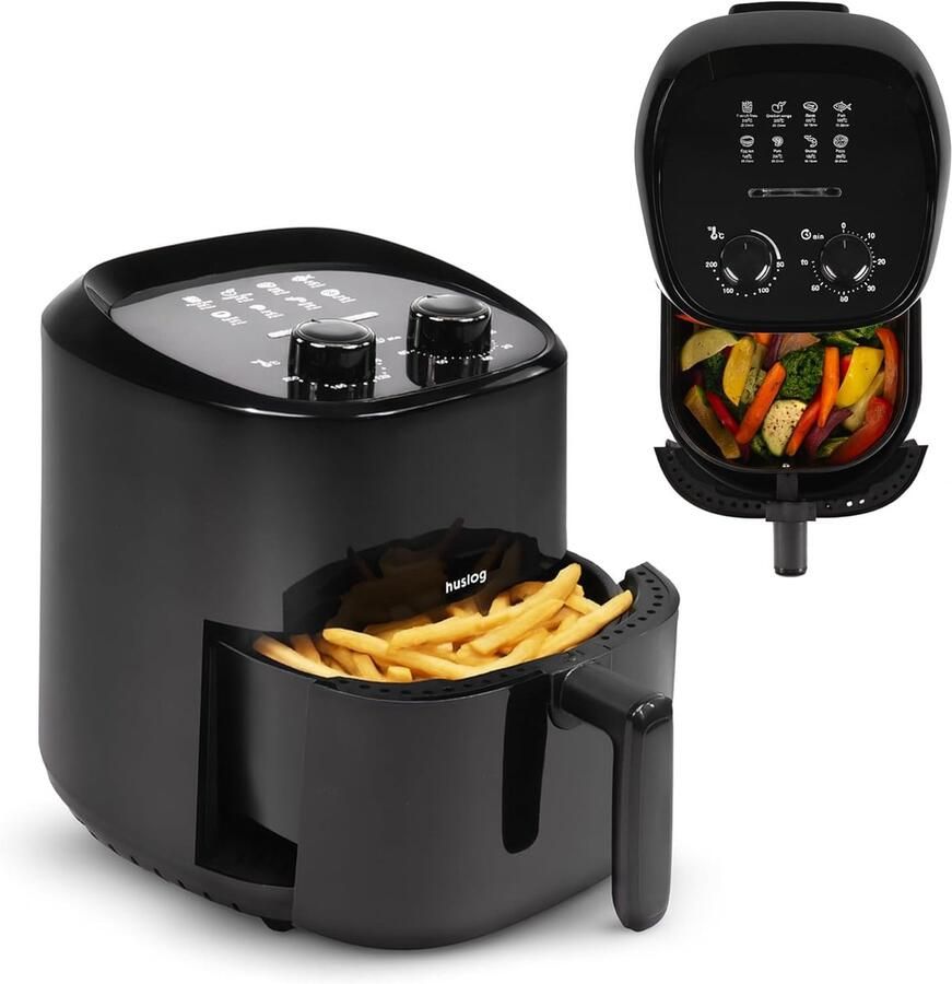 Heteluchtfriteuse Olievrije Frituurpan Snelle Maaltijden Compact Formaat 23 Liter Zwart