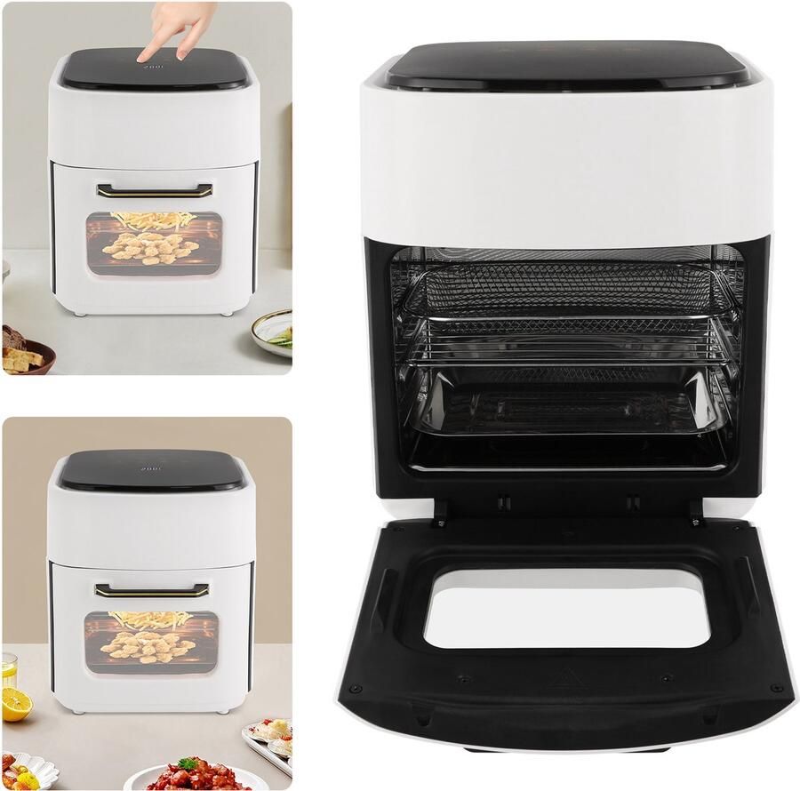 Heteluchtfriteuse Oven 1400 W 15 Liter Inhoud Wit Elektrische Luchtfriteuse Digitale Bediening