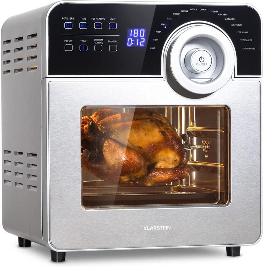 Heteluchtfriteuse Oven Airfryer Gezond Koken DuoHeating Technologie 14 Liter Zilver