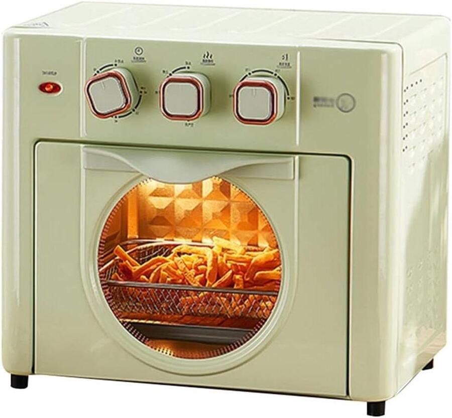Airfryer Oven Hetelucht Frituur Gezinsmaaltijden Bereiden Drie Draaiknoppen Bediening 18 Liter Capaciteit Groen