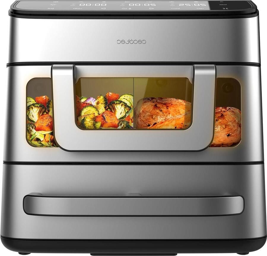 Heteluchtfriteuse Oven Airfryer Pizzaoven Grote Maaltijden Bereiden Dubbele Functie 18 Liter Roestvrij Staal