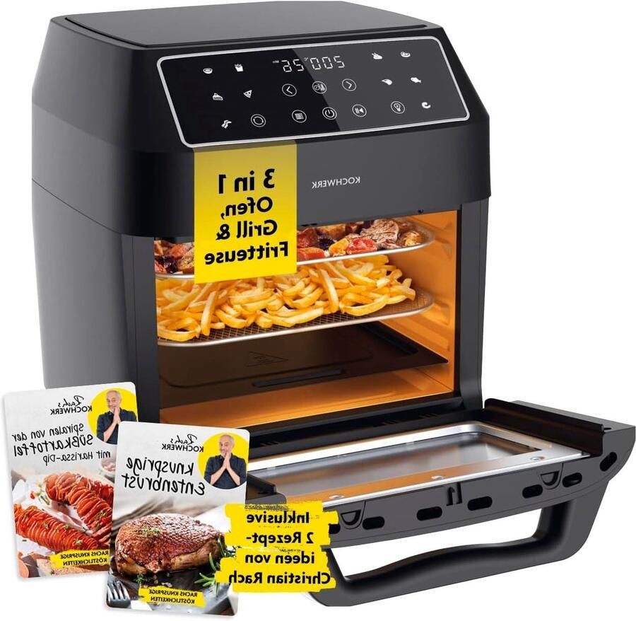 Heteluchtfriteuse Oven Airfryer XXL Gezond Koken 9-in-1 Functie 12 Liter Zwart