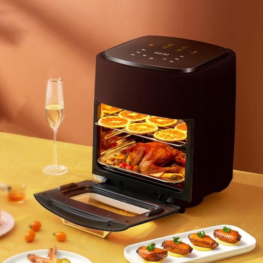 Heteluchtfriteuse Oven Convectie Oven Grote Maaltijden Bereiden 15 Liter Capaciteit 37x29x37 cm Zwart