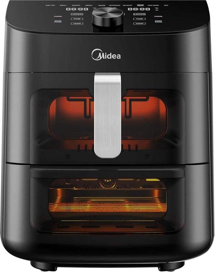 Heteluchtfriteuse Oven Friteuse Gezond Frituren Groot Venster 11 Liter 2200W Zwart