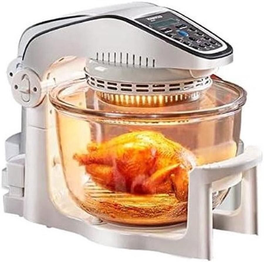 Heteluchtfriteuse-oven Multicooker met convectie Snel koken Glazen kom 10 Liter Wit