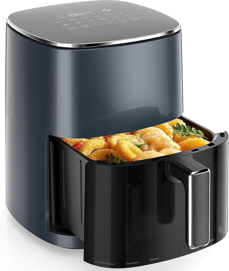 Heteluchtfriteuse Oven Vierkante Frituurpan Familie Maaltijden Zichtvenster & 12 Functies 6.3 Liter Grijs