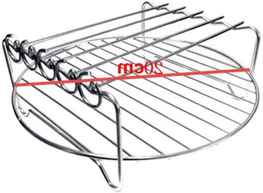 Heteluchtfriteuse Rek Dubbellaags Plank Veelzijdig Koken Roestvrij Staal 20 cm Zilver