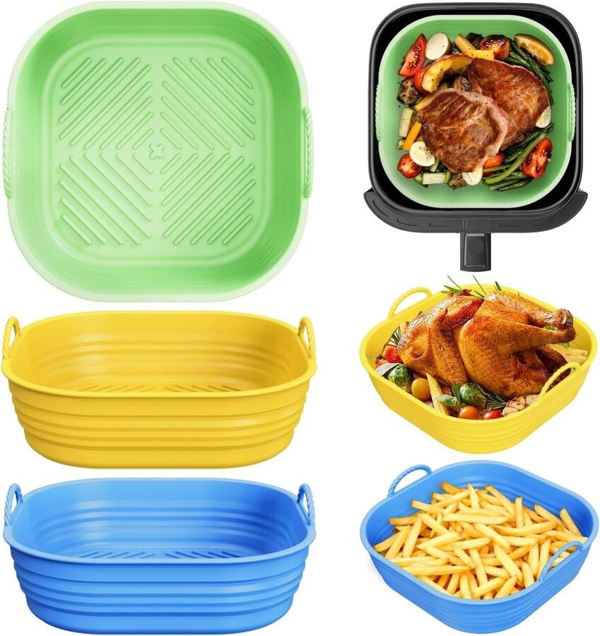 Heteluchtfriteuse siliconen vorm voor Philips NA230 Cosori Turboblaze Siliconen vorm voor Ninja AF180EU & Russell Hobbs BPA-vrij herbruikbaar siliconen inzetstuk bakvorm voor airfryer 5-6 4 l