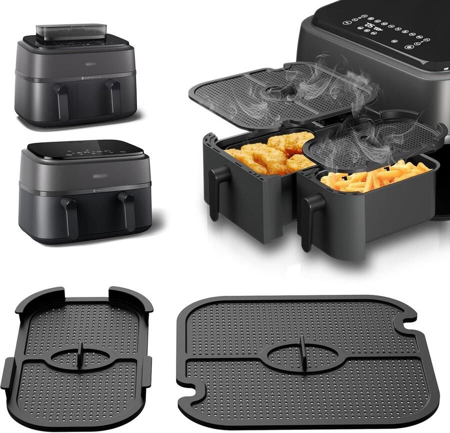 Heteluchtfriteuse spatbescherming voor Philips Dual Basket 9 l 2 stuks airfryers spatbescherming voor Philips 3000-serie NA350 & 5000-serie NA550 herbruikbaar rooster tegen spuiten