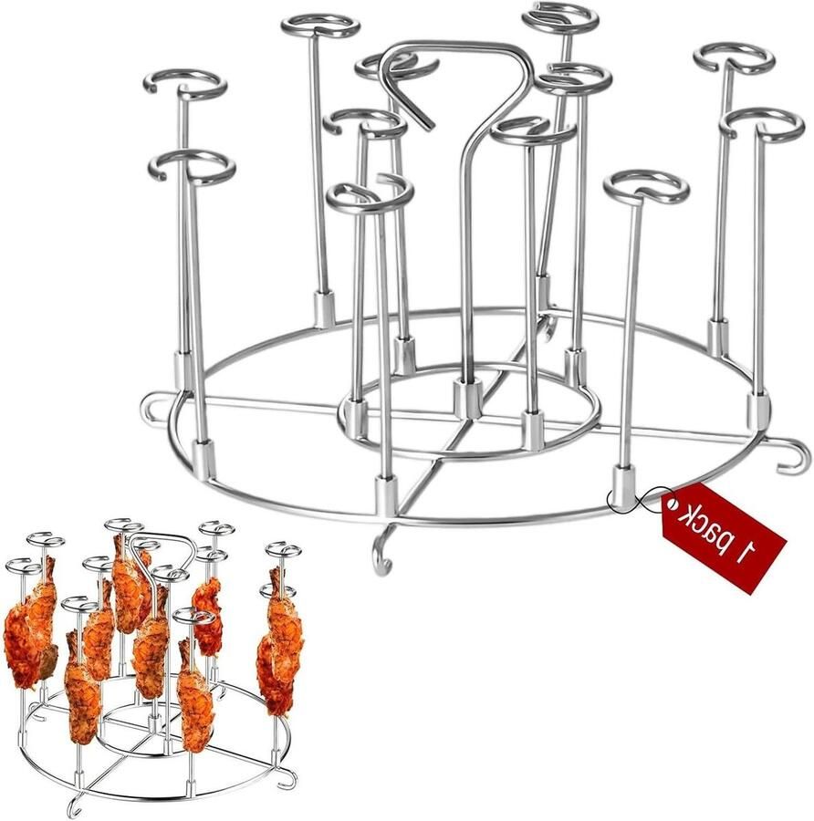Heteluchtfriteuse Spiesenrek Verticaal Grillrek Gelijkmatig Grillen Afneembare Structuur 185 x 10 cm Zilver