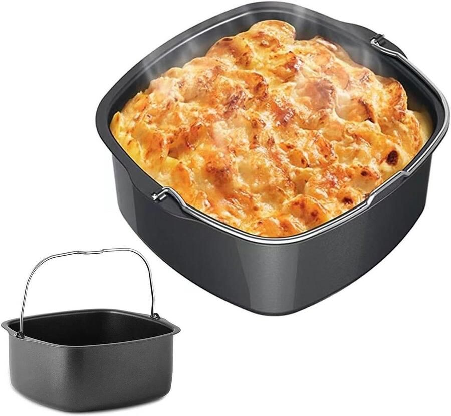 Heteluchtfriteuse Vorm Airfryer Accessoire Bakvorm Lekker Bakken Vaatwasmachinebestendig 22 cm Zwart