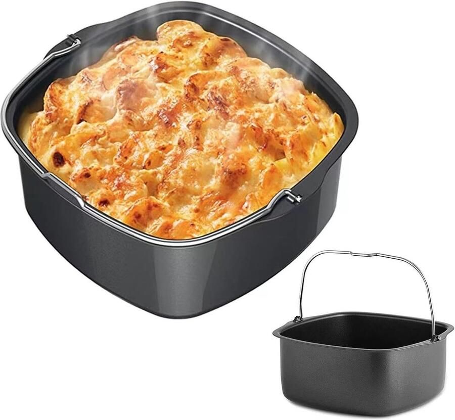 Heteluchtfriteuse Vorm Bakvorm Airfryer Lekker Bakken Herbruikbaar Materiaal 22 cm Zwart