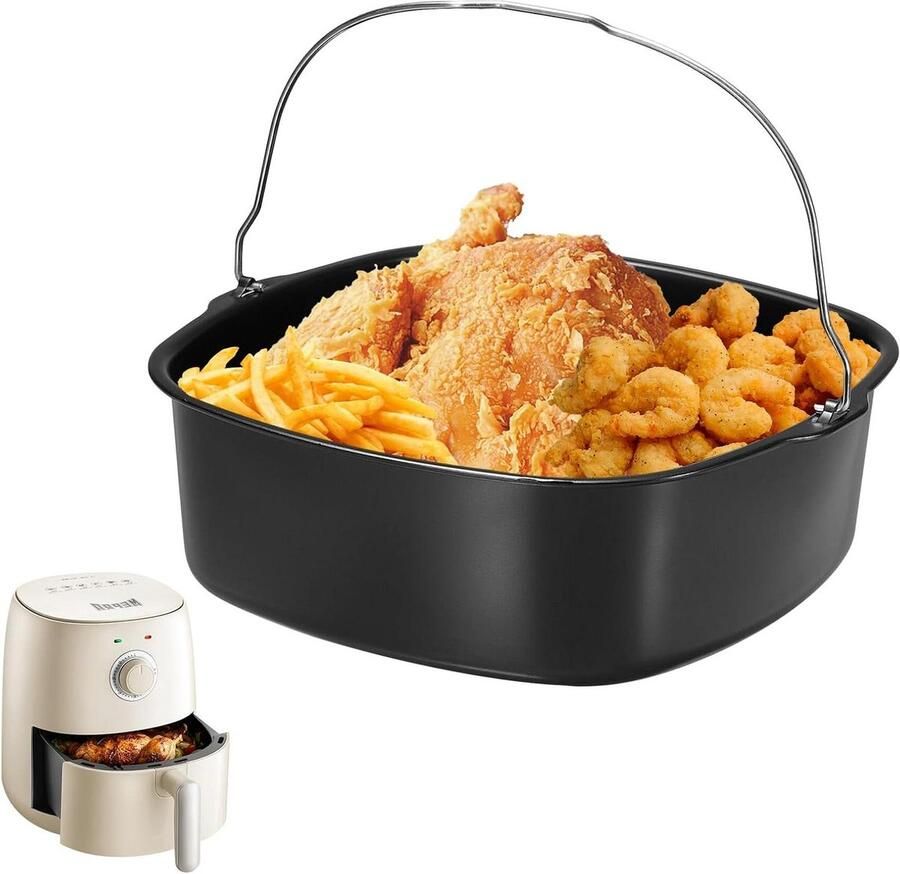 Heteluchtfriteuse Vorm Bakvorm Broodmand Vetarm Koken Antiaanbaklaag 22 cm Zwart