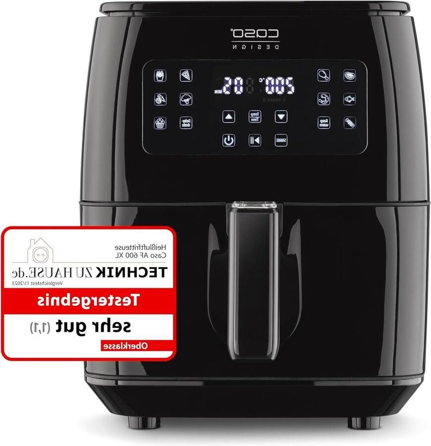 Heteluchtfriteuse XL Airfryer groot Gezond Koken 12 Programma's 6 Liter Zwart