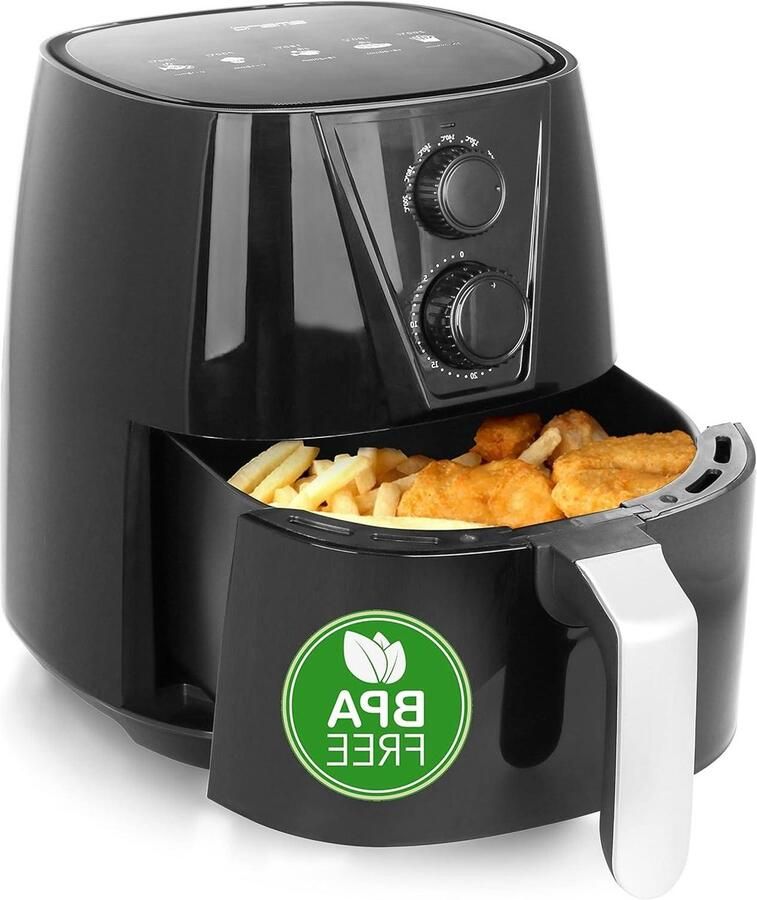 Heteluchtfriteuse XL Airfryer Lekker Koken Snelle Opwarming 38 Liter Zwart