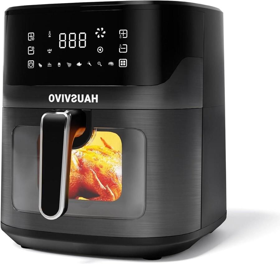 Heteluchtfriteuse XL Airfryer met venster Gezond koken 8 programma's touchscreen 65 liter Zwart