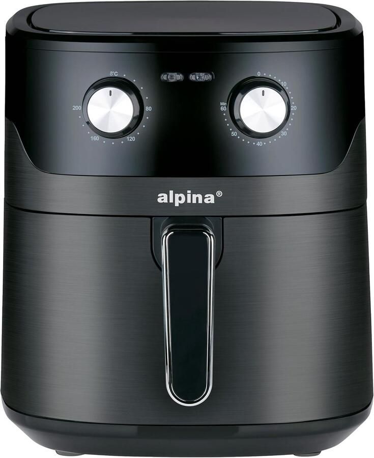 Heteluchtfriteuse XL Airfryer voor thuis Gezond Frituren Instelbare Temperatuur 6 Liter Capaciteit Zwart