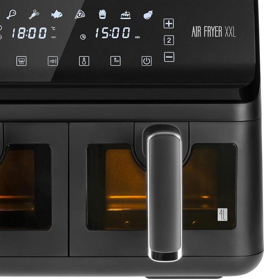 Heteluchtfriteuse Dubbele Kamer Airfryer Dubbel Gezond Koken Twee Onafhankelijke Manden 8 Liter Zwart