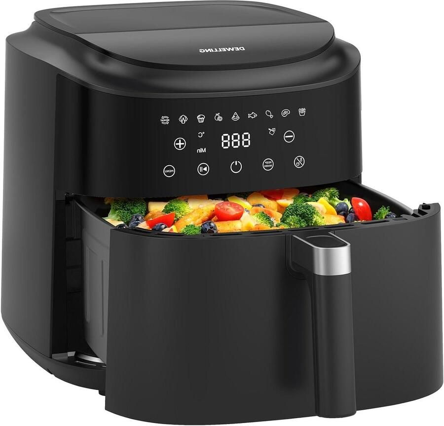 Heteluchtfriteuse XXL Airfryer Frituurpan Gezond Koken 9 Liter XL Capaciteit 2350 Watt Zwart