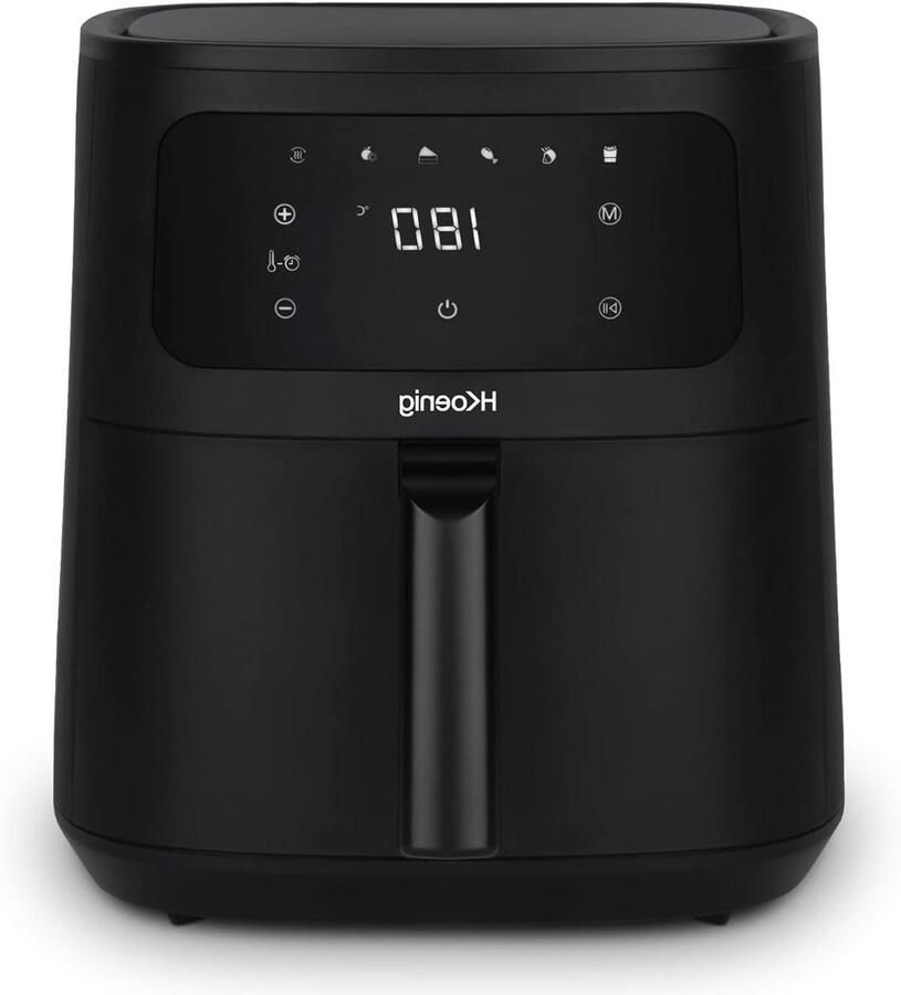 Heteluchtfriteuse XXL Airfryer Frituurpan Gezond Koken Royale Inhoud 8 Liter Zwart