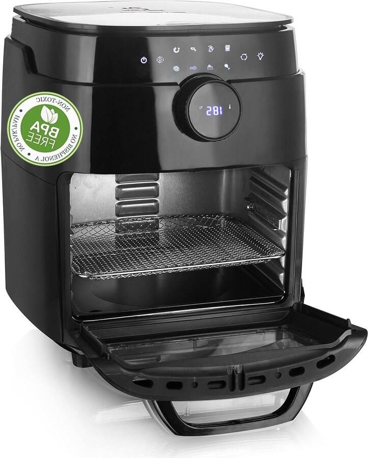 Heteluchtfriteuse XXL Airfryer Multi-oven Gezond Frituren Inclusief Draai-spies 13 Liter Zwart