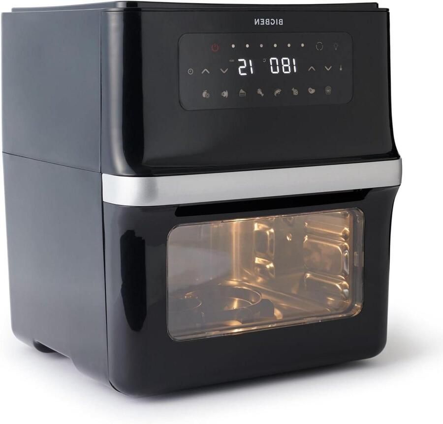 Heteluchtfriteuse XXL Airfryer Oven Gezond Koken Draaibare Mand 12 liter Zwart