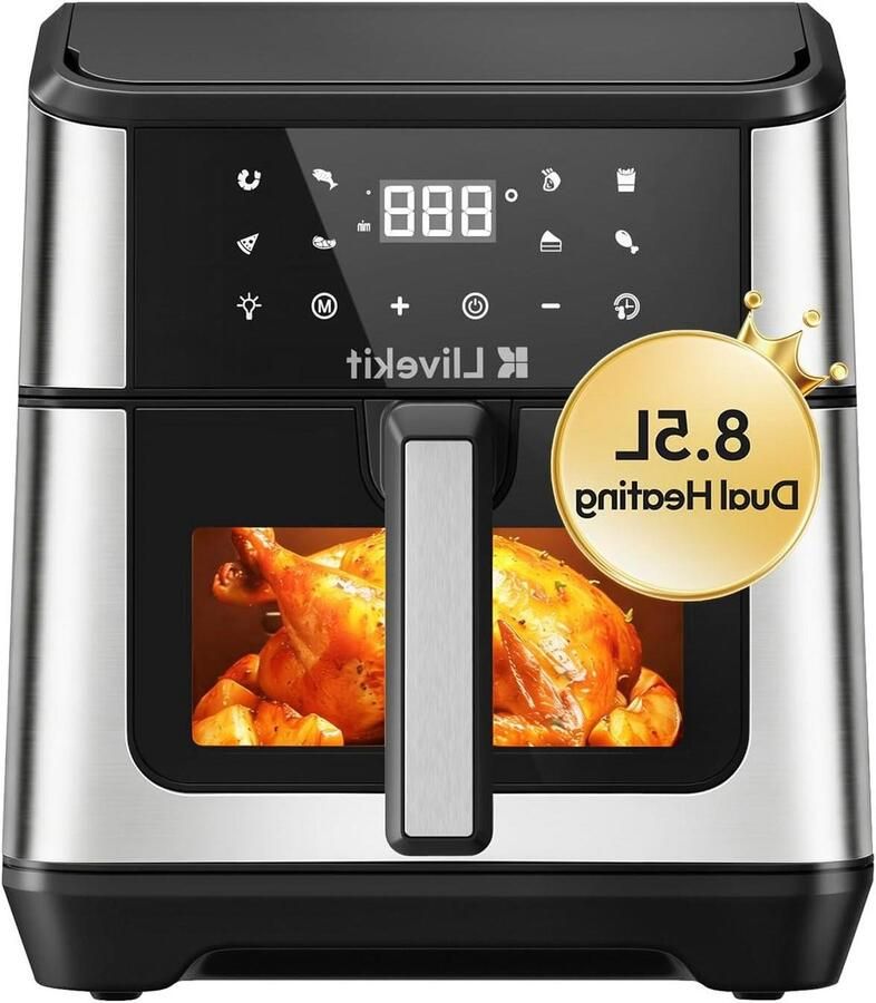 Heteluchtfriteuse XXL Airfryer XL Gezond Koken Dubbele Warmtebron 85 liter Zwart