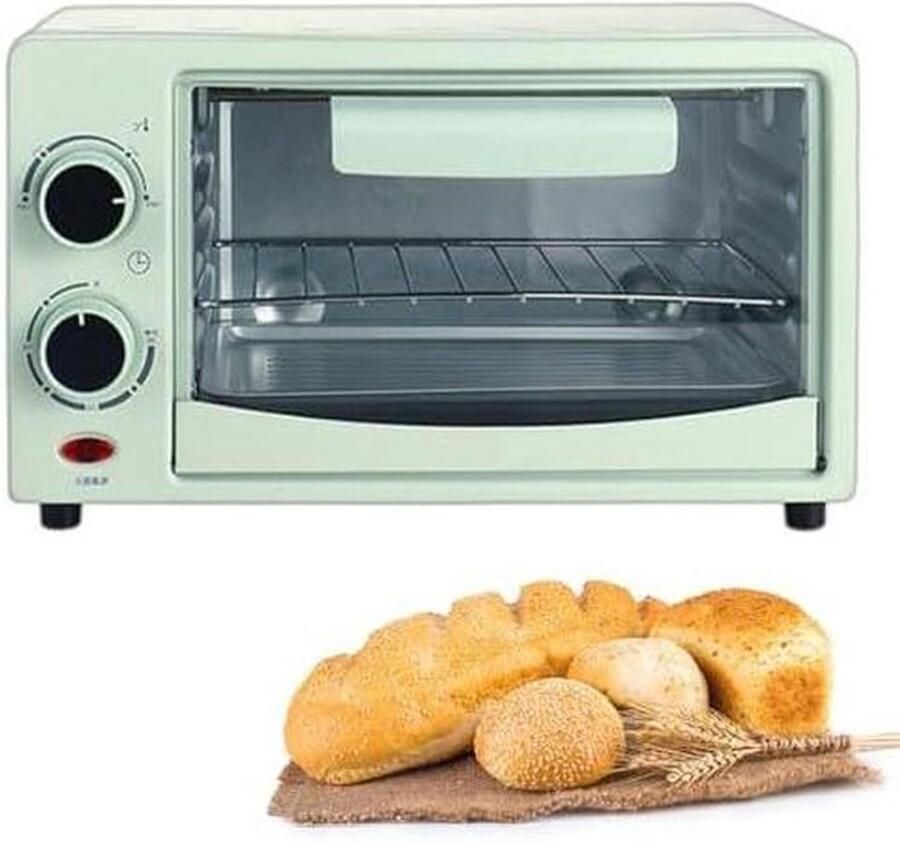 Heteluchtoven aanrecht Mini oven Gezond koken Instelbaar 0-230°C 12 liter inhoud Groen