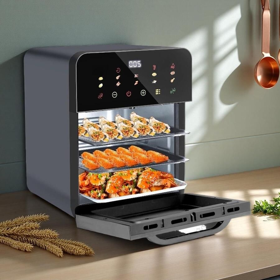 Heteluchtoven Airfryer Keukenoven Multifunctioneel Gerechten Bereiden Dubbellaags Koken 28x31x34 cm Roestvrij Staal