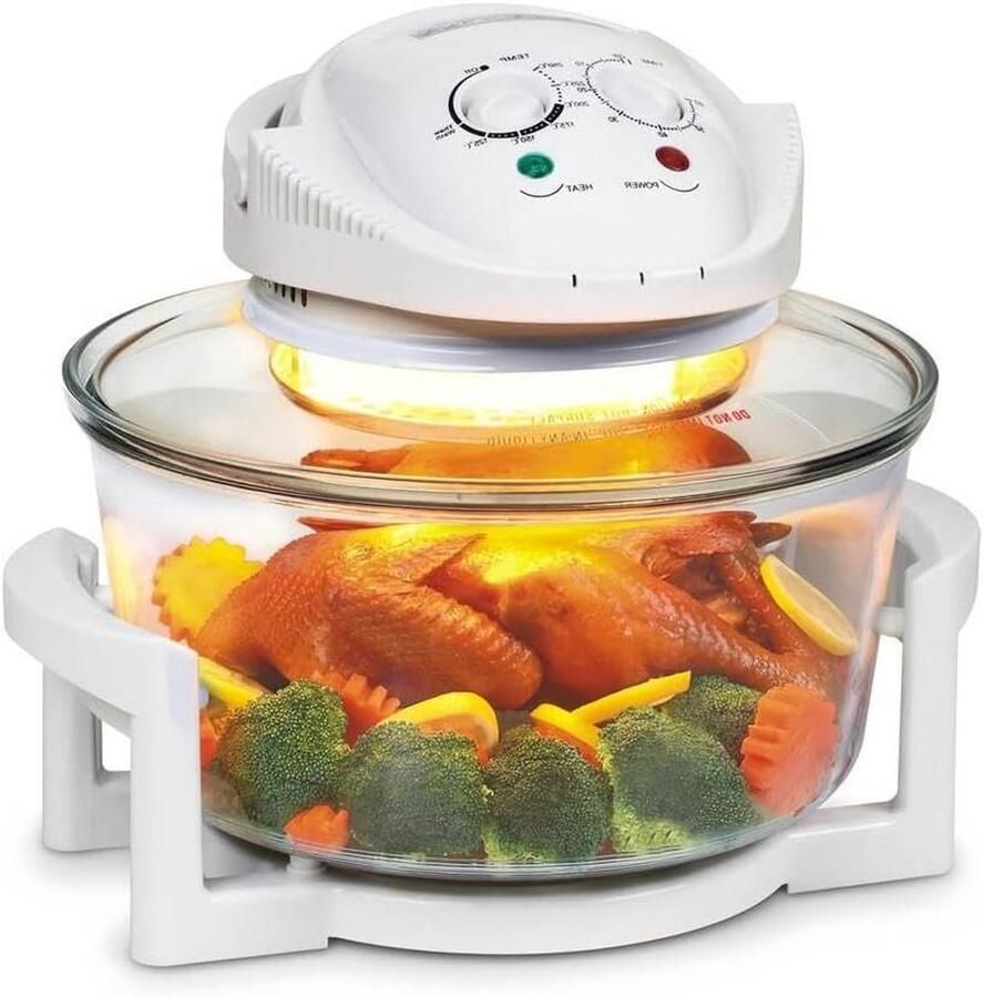 Heteluchtoven Airfryer Multicooker Grill Gezond Koken Grote Glazen Pan 17 Liter Capaciteit Transparant